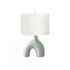 25"H, Table Lamp, Green Ceramic, Ivory / Cream Shade, Contemporary, Modern