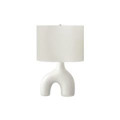 25"H, Table Lamp, White Ceramic, Ivory / Cream Shade, Contemporary, Modern