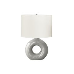 24"H, Table Lamp, Grey Ceramic, Ivory / Cream Shade, Contemporary, Modern
