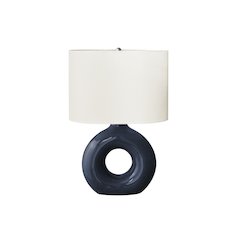 24"H, Table Lamp, Blue Ceramic, Ivory / Cream Shade, Contemporary, Modern
