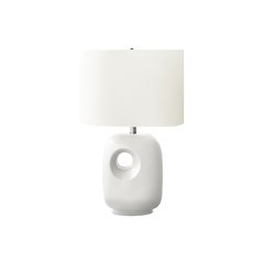 26"H, Table Lamp, White Ceramic, Ivory / Cream Shade, Contemporary, Modern
