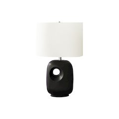26"H, Table Lamp, Black Ceramic, Ivory / Cream Shade, Contemporary, Modern