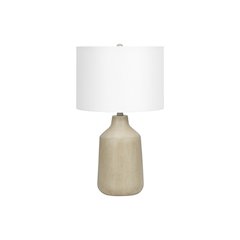 ="Lighting, 24""H, Table Lamp, Beige Concrete, Ivory / Cream Shade, Contemporar