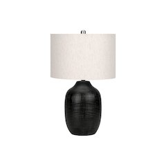 ="Lighting, 26""H, Table Lamp, Black Ceramic, Ivory / Cream Shade, Contemporary