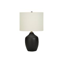 ="Lighting, 22""H, Table Lamp, Black Ceramic, Ivory / Cream Shade, Transitional