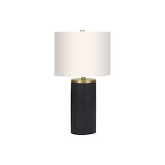 Lighting, 24"H, Table Lamp, Black Concrete, Ivory / Cream Shade, Modern
