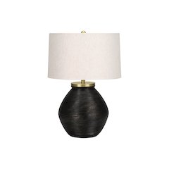 ="Lighting, 25""H, Table Lamp, Black Concrete, Ivory / Cream Shade, Contemporar
