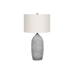 Lighting, 27"H, Table Lamp, Grey Resin, Ivory / Cream Shade, Modern