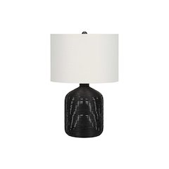 Lighting, 23"H, Table Lamp, Black Rattan, Ivory / Cream Shade, Modern