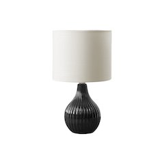 17"H, Table Lamp, Black Ceramic, Ivory / Cream Shade, Contemporary, Modern