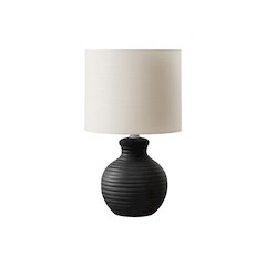 Lighting, 16"H, Table Lamp, Black Resin, Ivory / Cream Shade, Contemporary