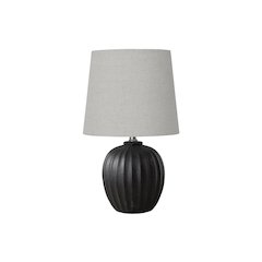 Lighting, 19"H, Table Lamp, Black Resin, Grey Shade, Transitional
