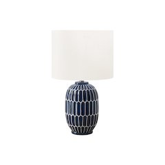 22"H, Table Lamp, Blue Ceramic, Ivory / Cream Shade, Contemporary, Modern