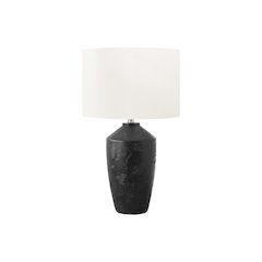 25"H, Table Lamp, Black Concrete, Ivory / Cream Shade, Contemporary, Modern