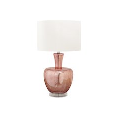 26"H, Table Lamp, Dusty Rose Glass, Ivory / Cream Shade, Contemporary, Modern