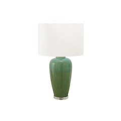 Lighting, 29H, Table Lamp, Green Ceramic, Ivory / Cream Shade, Contemporary