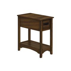 Accent Table, 2 Tier, Narrow, Storage Drawer, Brown Veneer, Transitional