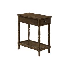 Accent Table, 2 Tier, Narrow, Lamp, Storage Drawer, Brown Veneer, Traditional
