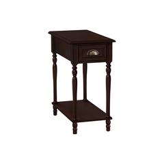 Accent Table, 2 Tier, Narrow, Lamp, Storage Drawer, Brown Veneer, Traditional