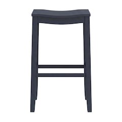 Wooden Backless Bar Height Stool with Footrest for Kitchen Island, Navy