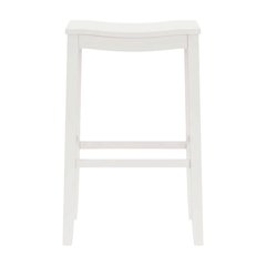 Wooden Backless Bar Stool with Footrest, Wood Bar Stools, White