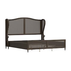 Sausalito Wood and Cane King Bed, Oiled Bronze