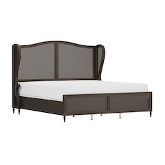 Brown Wooden Platform Frame with King Headboard in Oiled Bronze Finish