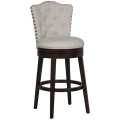 Edenwood Wood Bar Height Swivel Stool, Smoke Chocolate with Cream Fabric