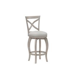 Ellendale Wood Counter Height Swivel Stool, Aged Gray with Fog Gray Fabric