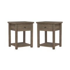 Knotty Gray Oak Nightstands Set of 2 Wooden Side Tables with Shelf