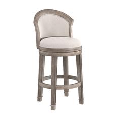 Wood Bar Height Swivel Stool, Distressed Dark Gray