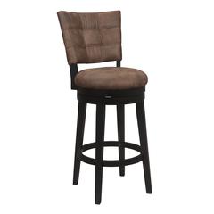 Kaede Wood and Upholstered Bar Height Swivel Stool, Black