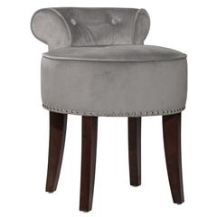 Lena Wood and Upholstered Vanity Stool, Espresso with Steel Gray Velvet