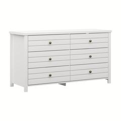 Living Essentials by Hillsdale Harmony Wood 6 Drawer Dresser, Matte White