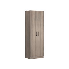 Small Wood Kitchen Pantry with 2 Doors and 4 Shelves, Gray Oak