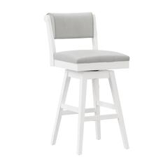 Clarion Wood and Upholstered Bar Height Swivel Stool, Sea White