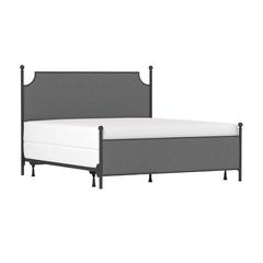 McArthur King Metal and Upholstered Bed, Matte Black with Gray Fabric