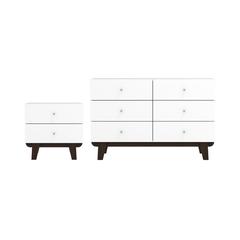 Hillsdale Kincaid Wood 6 Drawer Dresser and 2 Drawer Nightstand, Matte White
