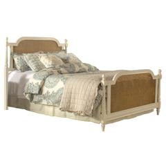 Melanie Wood and Cane Queen Bed, White