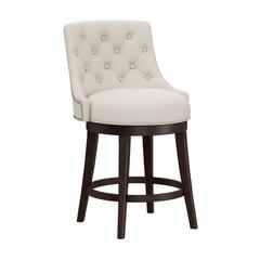 Halbrooke Wood Counter Height Swivel Stool, Cream Fabric