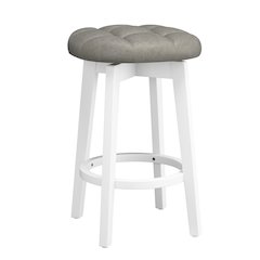 Odette Wood Backless Counter Height Swivel Stool, White