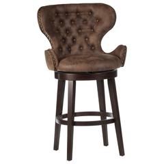Mid-City Upholstered Wood Swivel Counter Height Stool, Chocolate