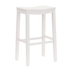 Fiddler Wood Backless Bar Height Stool, White