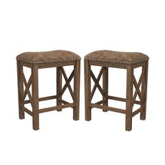 Willow Bend Wood Backless Counter Height Stool, Set of 2, Antique Brown Walnut