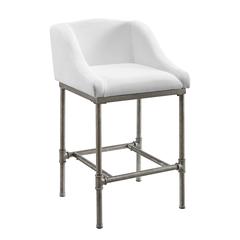 Dillon Metal Counter Height Stool, Textured Silver with White Fabric