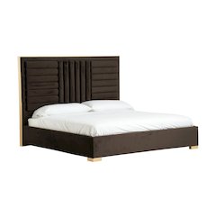 Eastern King Bed Frame With Headboard, Upholstered King Dark Brown Bed Frame Velvet