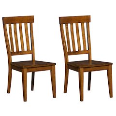 Elegant Brown Solid Wood Dining Chairs Set of 2 with Slatback Design