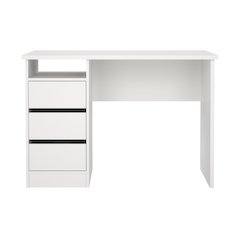 Wes Home Office Writing Desk with 3 Drawers and Open Shelf, White