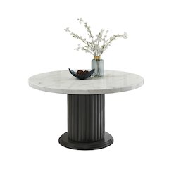 Valencia 54" Round White Faux Marble Dining Table
