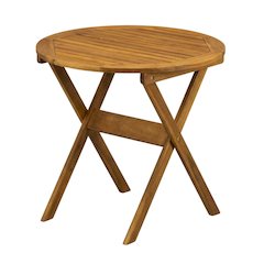 Oil-Finish Round Patio Table Set with 2 Folding Chairs, Modern Design